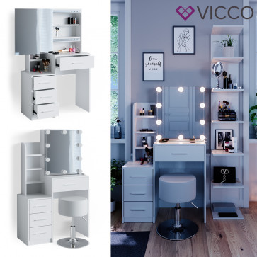 Vicco Schminktisch Frisiertisch Conrada + Hocker + LED