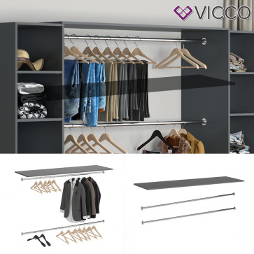 Vicco Kleiderstange 2er Set für Kleiderschrank Visit mit Platte Dielenschrank