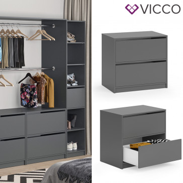 Vicco Schubladen 2er Set groß für Kleiderschrank Visit Schubladenset Kommode