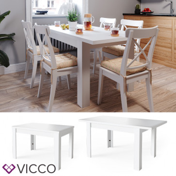 Vicco Esstisch Küchentisch Esszimmertisch 120x80cm Kaffeetisch Weiß ausziehbar