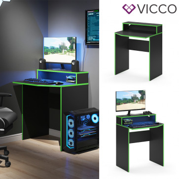 Vicco Computertisch Schreibtisch kurz Arbeitstisch Kron Schwarz Grün Ablage