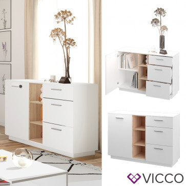 Vicco Kommode Highboard Anrichte Beatrice Weiß 3 Schubladen Sideboard Regal