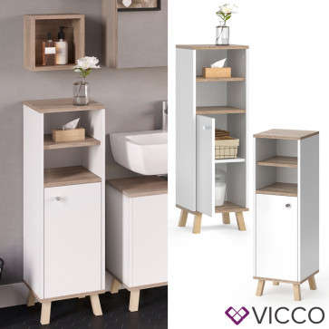 Vicco Midischrank Badschrank Badregal Senyo Sonoma/Weiß 2 Fächer Badmöbel