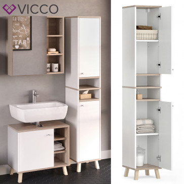 Vicco Hochschrank Badschrank Regalschrank Senyo Sonoma/Weiß Badezimmer Badmöbel