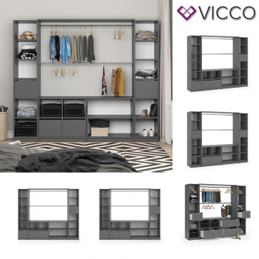 Vicco Kleiderschrank Visit Anthrazit Dielenschrank Flurgarderobe - Offen begehbar (Set XXL)