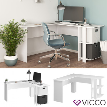 Vicco Eckschreibtisch Schreibtisch Bürotisch Nikita 140x140cm weiß Computertisch