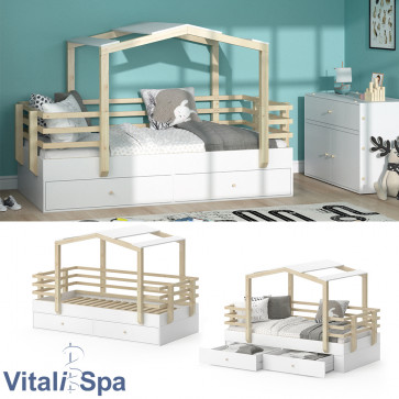 VITALISPA Hausbett Pippi in weiß mit Schubladen