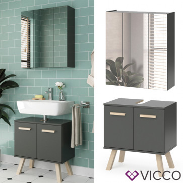 Vicco Badmöbel Set Badezimmermöbel Hans Spiegelschrank + Waschtischunterschrank