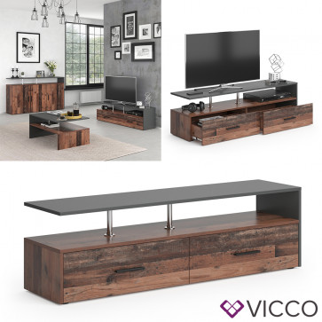 Vicco Lowboard Sideboard Fernsehtisch Amato Kommode Schrank Anthrazit Old Sytle