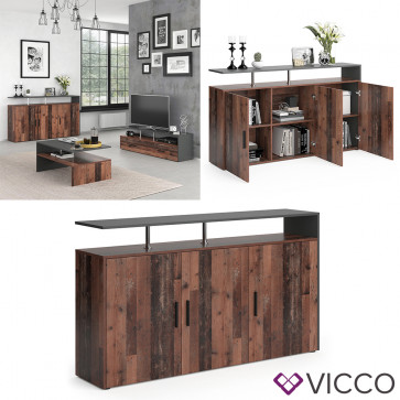 Vicco Sideboard Kommode Highborad Amato 1 Ablage 3 Türen Anthrazit Old Style