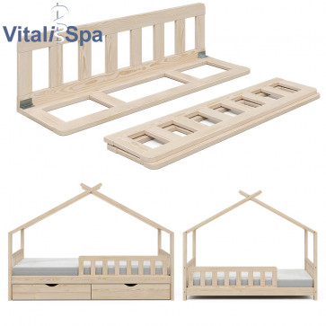 VitaliSpa Rausfallschutz für Kinderbett Bettschutzgitter Bettgitter 120cm Natur