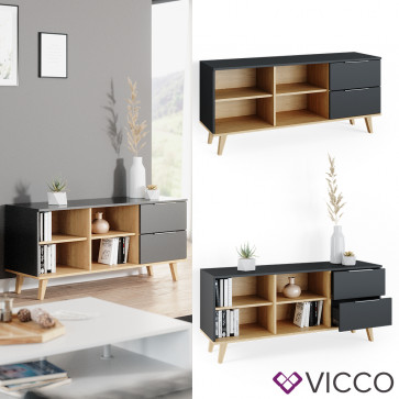 Vicco Kommode Wohnzimmerschrank Anrichte Nautica Anthrazit/Buche Schublade 134cm