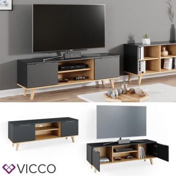 Vicco Lowboard Fernsehschrank Sideboard Nautica TV-Fernsehtisch Anthrazit/Buche