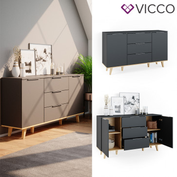 Vicco Sideboard Kommode Wohnwand Nautica Anthrazit Eiche Ablage Türe Schublade