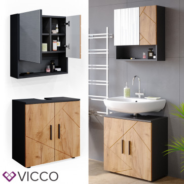 Vicco Badmöbel Set Badezimmermöbel Irma Spiegelschrank + Waschtischunterschrank