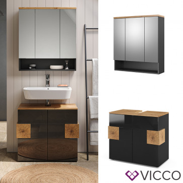 Vicco Badmöbel Set Badezimmermöbel Eden Spiegelschrank + Waschtischunterschrank