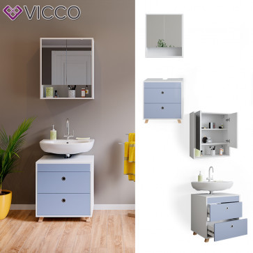 Vicco Badmöbel Set Badezimmermöbel Retro Spiegelschrank Waschtischunterschrank