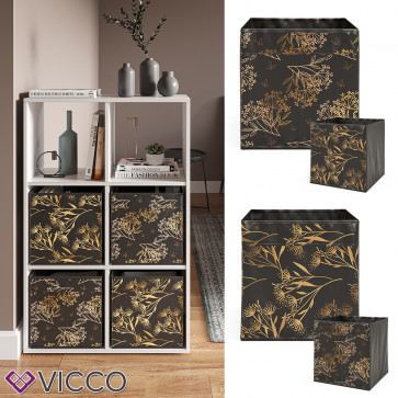 Vicco Faltbox Aufbewahrungsbox Regalbox Schwarz Gold Floral 1 Hartkarton Ablage