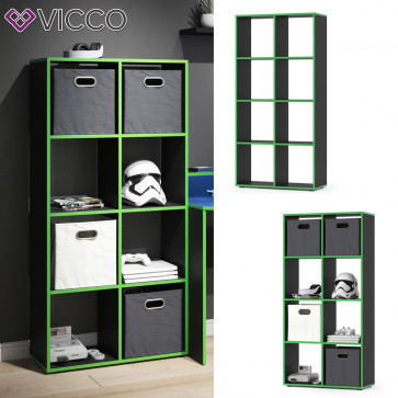 Vicco Raumteiler Standregal Bücherregal 8 Fächer Scutum Schwarz/Grün Hochregal