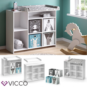 Vicco Wickelkommode Babykommode Wickeltisch Oskar Simple Weiß Kinder-Faltboxen