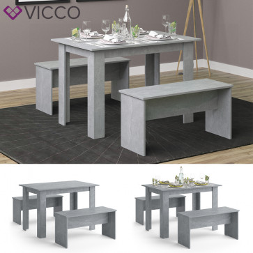 Vicco Tischgruppe Sitzgruppe Esszimmer Sentio Esstisch Sitzbank Beton 110 cm