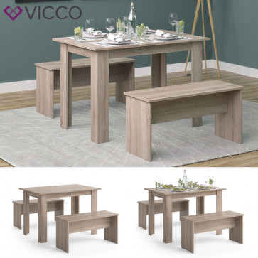 Vicco Tischgruppe Sitzgruppe Esszimmer Sentio Esstisch Sitzbank Sonoma 110 cm