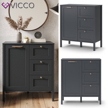 Vicco Kommode Wohnzimmerschrank Sideboard Ewan Anthrazit 80 cm Schublade Tür