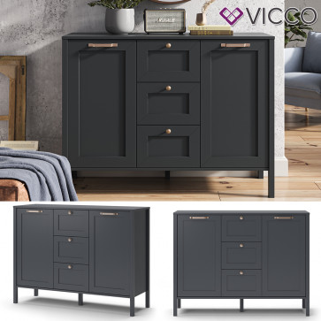 Vicco Kommode Wohnzimmerschrank Sideboard Ewan Anthrazit 120 cm Schublade Tür