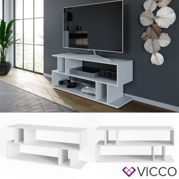 Vicco TV-Regal Fernsehregal Wohnzimmeregal Karel Weiß Lowboard TV-Tisch Ablage