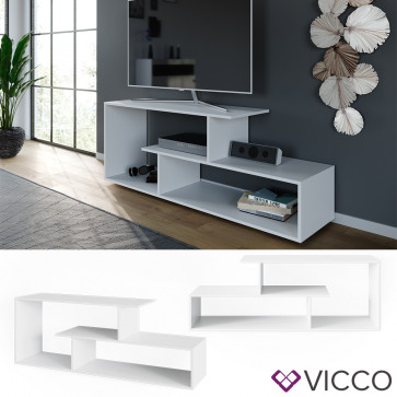 Vicco TV-Regal Fernsehregal Wohnzimmeregal Kristin Weiß Lowboard TV-Tisch Ablage