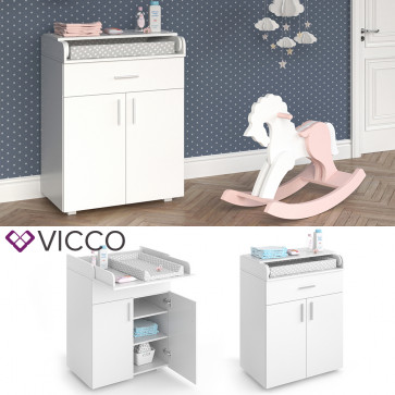 Vicco Wickeltisch Wickelkommode Wickelschrank Lena Weiß Wickelaufsatz Schublade