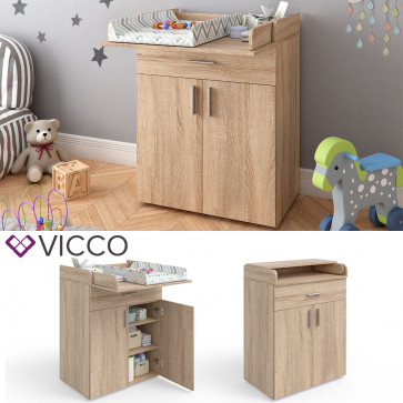 Vicco Wickeltisch Wickelkommode Wickelschrank Lena Sonoma Wickelaufsatz Schublade