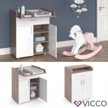 Vicco Wickeltisch Wickelkommode Wickelschrank Lena Weiß Sonoma Wickelaufsatz Schublade