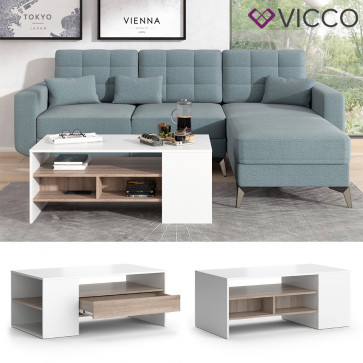 Vicco Couchtisch Sofatisch Kaffeetisch Fabien Wohnzimmer Tisch 110x45 cm modern Ablage Fach Schublade Beistelltisch Stubentisch