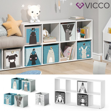 Vicco Kinderregal 8 Fächer inklusive Kinder Faltboxen