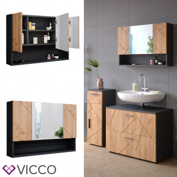 Vicco Spiegelschrank Badspiegel Wandspiegel Irma Anthrazit Eiche 80 cm modern Badezimmer Spiegel Badezimmerschrank Badezimmermöbel Spiegeltür Schranktür Hängeschrank Einlegeboden Regal Ablage