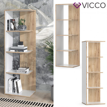Vicco Standregal Paco 44x140cm, Goldkraft/Weiß, Bücherregal mit 4 Ablagen