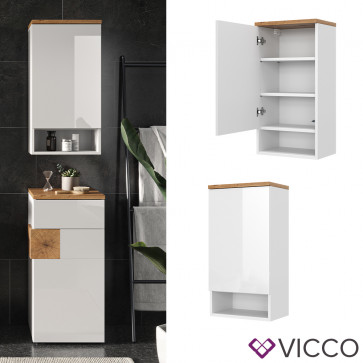 Vicco Hängeschrank Badschrank Badezimmermöbel Eden Weiß Artisan modern 40x60 cm Badezimmer Schrank Badmöbel hängend 1 Tür 4 Fächer Hochglanz