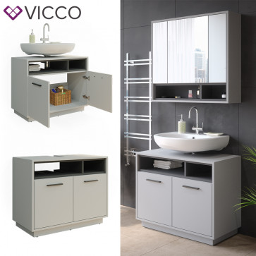 Vicco Waschtischunterschrank Waschbeckenunterschrank Beatrice Grau Anthrazit modern 80x64 cm Badkommode Badschrank Badezimmer Schrank Badmöbel Schranktür Schrankfach