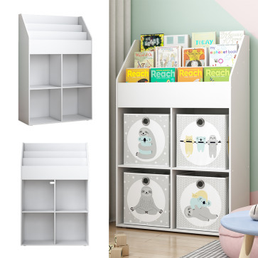 Vicco Kinder Bücherregal Conny groß 72 x 111 cm, Weiß, Kinderregal mit Ablagen