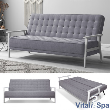 VitaliSpa Schlafsofa Dion mit Klappfunktion, Grau, moderne 3-Sitzer Gästecouch