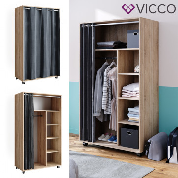 Vicco mobiler Kleiderschrank Dielenschrank Garderobe Doros Sonoma 100 x 168 cm offen rollbar 