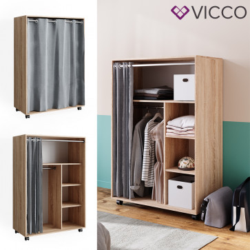 Vicco mobiler Kleiderschrank Dielenschrank Garderobe Doros Sonoma 100 x 147 cm offen rollbar 