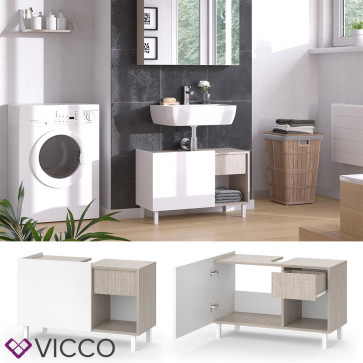 Vicco Waschtischunterschrank Arianna 80 x 52 cm Greige Weiß moderner Badschrank