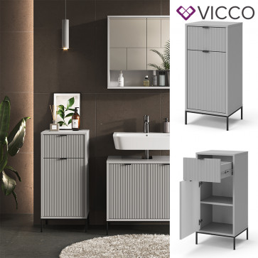 Vicco Midischrank Eliza 40 x 87 cm, Grau, schmaler Badschrank, Tür und Schubfach