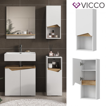 Vicco Hängeschrank Marelle 30 x 67 cm, Weiß Artisan, modern, Badschrank, schmal, Badezimmer