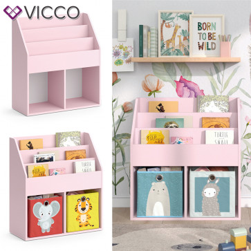 Vicco Kinderbücherregal Luigi 72 x 79 cm, Rosa, Kinderzimmerregal, offene Fächer