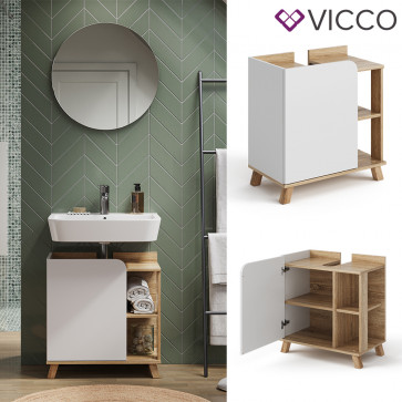 Vicco Waschtischunterschrank Karen 60 x 90 cm, Sonoma Weiß, Badschrank, Badezimmer, modern