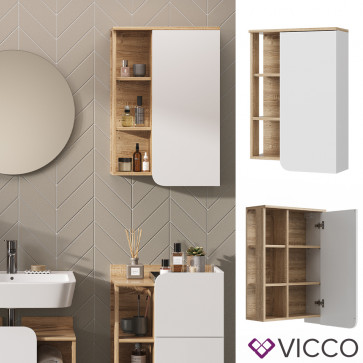 Vicco Hängeschrank Karen 50 x 75 cm, Sonoma Weiß, Badschrank, schmal, Badezimmer, modern