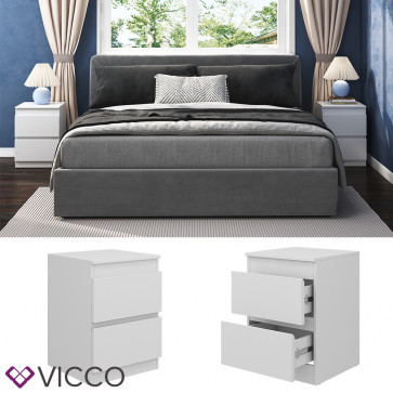 Vicco Nachtschrank Calisto Weiß 40 x 55 cm 2er-Set Schublade Kommode Schlafzimmer